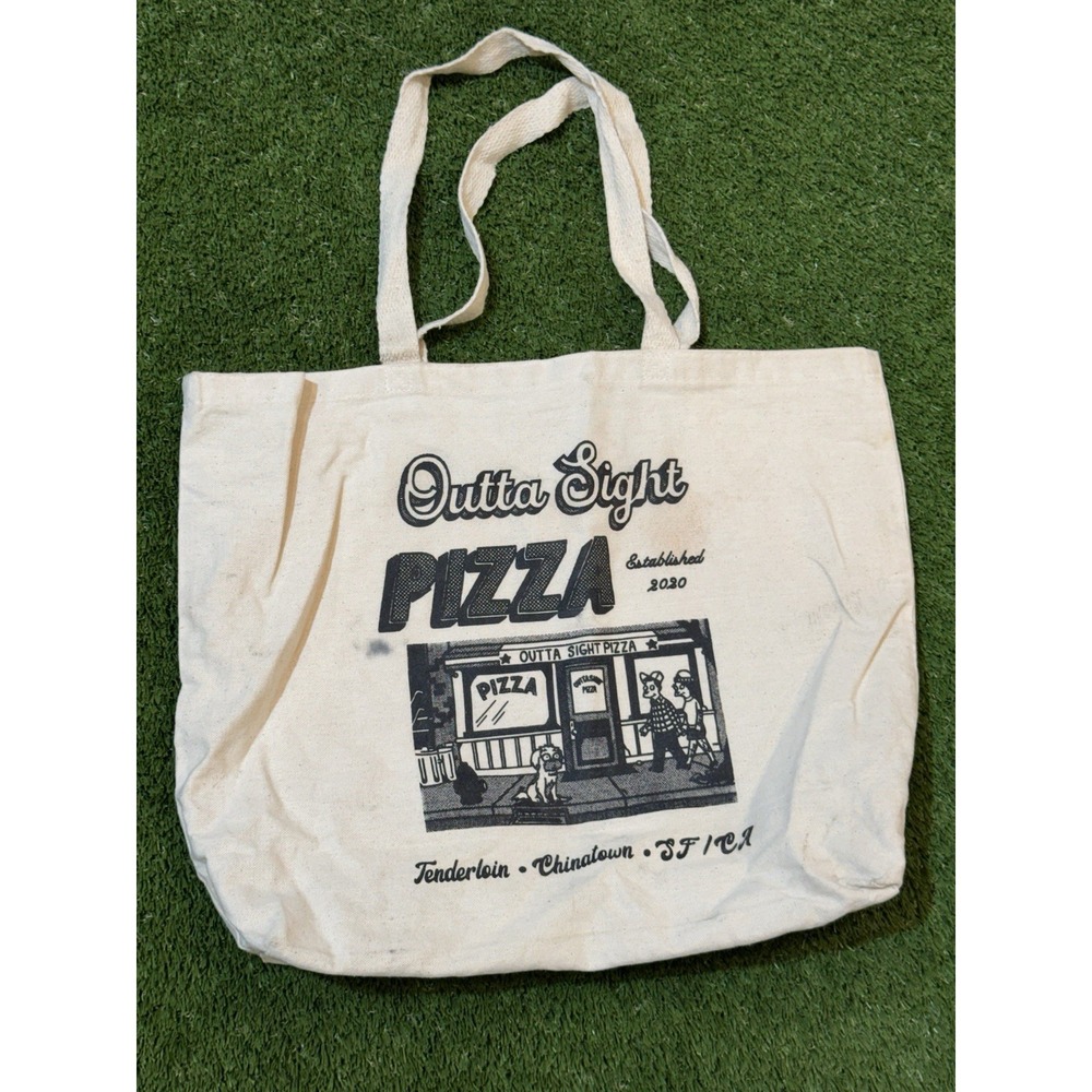 San Francisco Outta Sight Pizza Collectors Tote Bag Beige Canvas Tenderloin